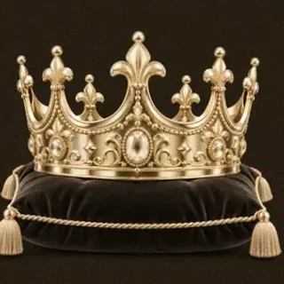 Gold crown on cushion — Ruby Reels
