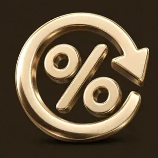 Gold percent symbol — Ruby Reels