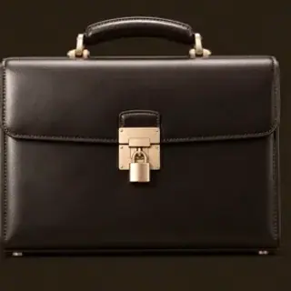 Locked leather briefcase — Ruby Reels